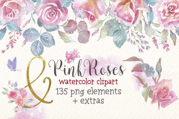 Beautiful Pink Roses Watercolor Clipart for Your Designs