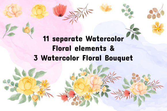 Beautiful Watercolor Floral Elements for Spring