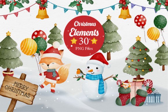 Bringing Hand-Painted Charm to Your Projects with a Watercolor Christmas Elements Bundle