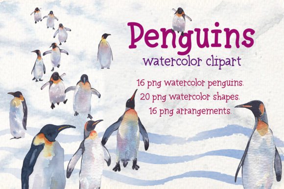 Bringing the Antarctic to Life with Emperor Penguins Watercolor Clipart
