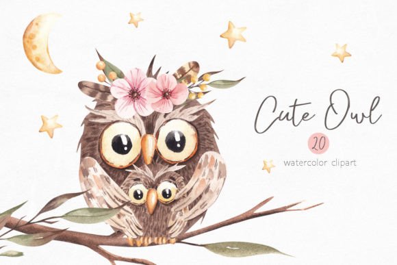 Charming Watercolor Owl Clipart for Designers