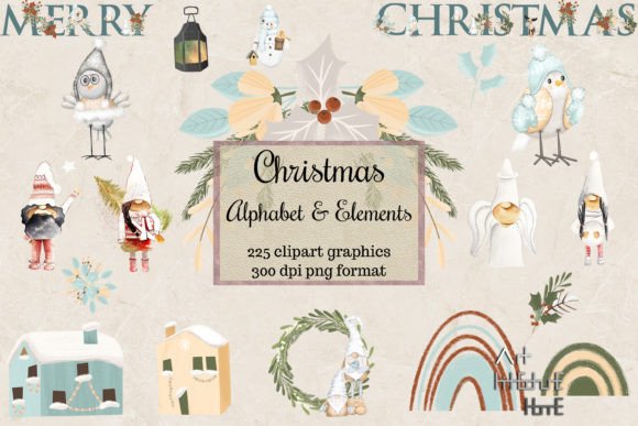 Christmas Alphabet, Gnomes & Festive Elements