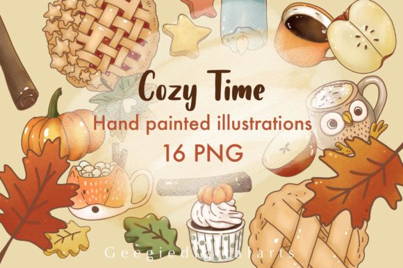 Cozy Time 16 Cute Elements: Autumn Design Assets