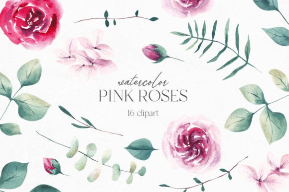 Elevate Designs with Watercolor Rose Flowers Clipart