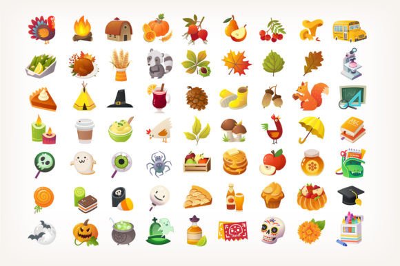 Evaluating the Big Set of Autumn Icons for Seasonal Design Projects