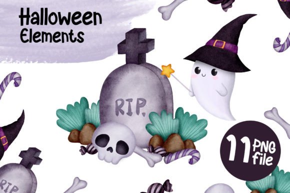 Spooky Watercolor Halloween Elements for Every Creator
