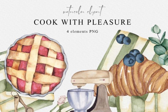 Transform Your Creative Projects with Watercolor Cook Elements Clipart