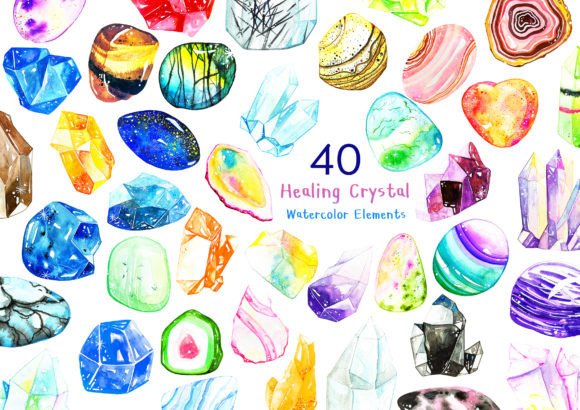 Unlocking Creativity: The Ultimate Guide to Using 40 Elements Watercolor Healing Crystal Graphics