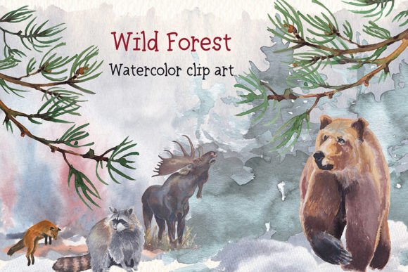 Wild Forest Watercolor Clipart Set for Creators